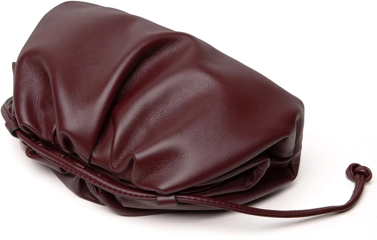 Huralona Dressy Pleated Vegan Leather Clutch Purse Super Soft Cloud Dumpling Clutch Bag for Women PU Evening Purse Handbag