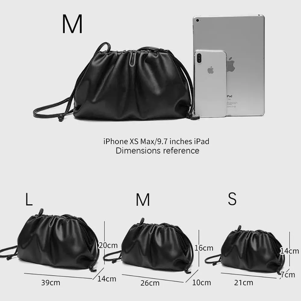 Huralona Dressy Pleated Vegan Leather Clutch Purse Super Soft Cloud Dumpling Clutch Bag for Women PU Evening Purse Handbag