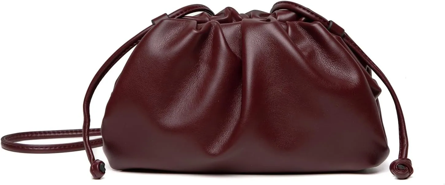 Huralona Dressy Pleated Vegan Leather Clutch Purse Super Soft Cloud Dumpling Clutch Bag for Women PU Evening Purse Handbag