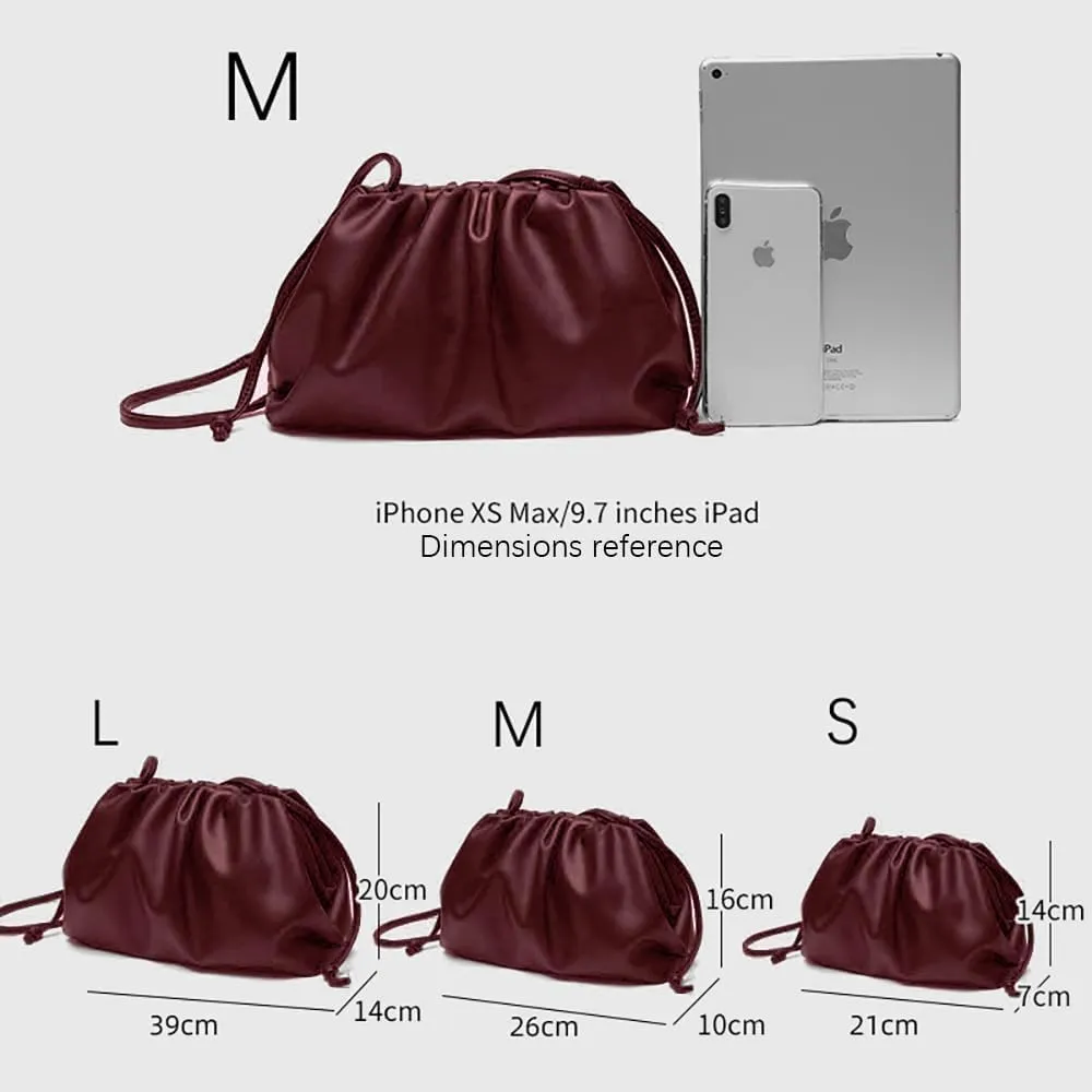 Huralona Dressy Pleated Vegan Leather Clutch Purse Super Soft Cloud Dumpling Clutch Bag for Women PU Evening Purse Handbag