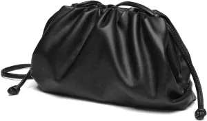 Huralona Dressy Pleated Vegan Leather Clutch Purse Super Soft Cloud Dumpling Clutch Bag for Women PU Evening Purse Handbag