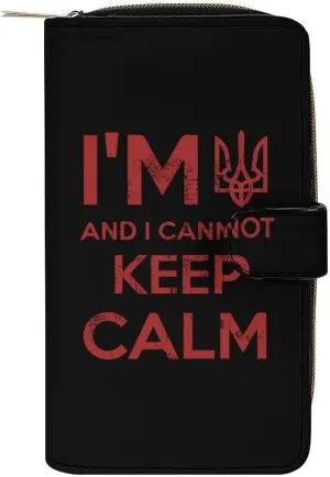 I Am Ukrainian and I Cannot Keep Calm Leather Wallets for Men Women Zipped Clutch Purse Travel Handbag Card Case Wallet