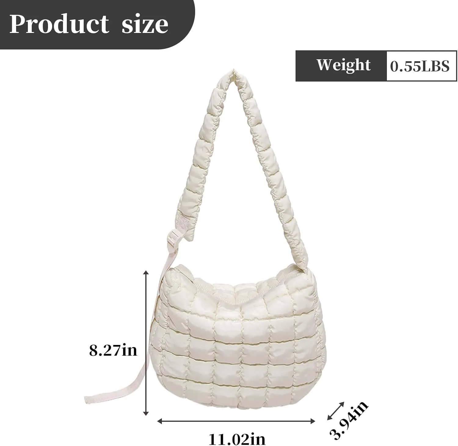 I IHAYNER Puffer Tote Bag for Women Lightweight Quilted Padding Hobo Bag Large Soft Puffy Crossbody Shoulder Bag Purse