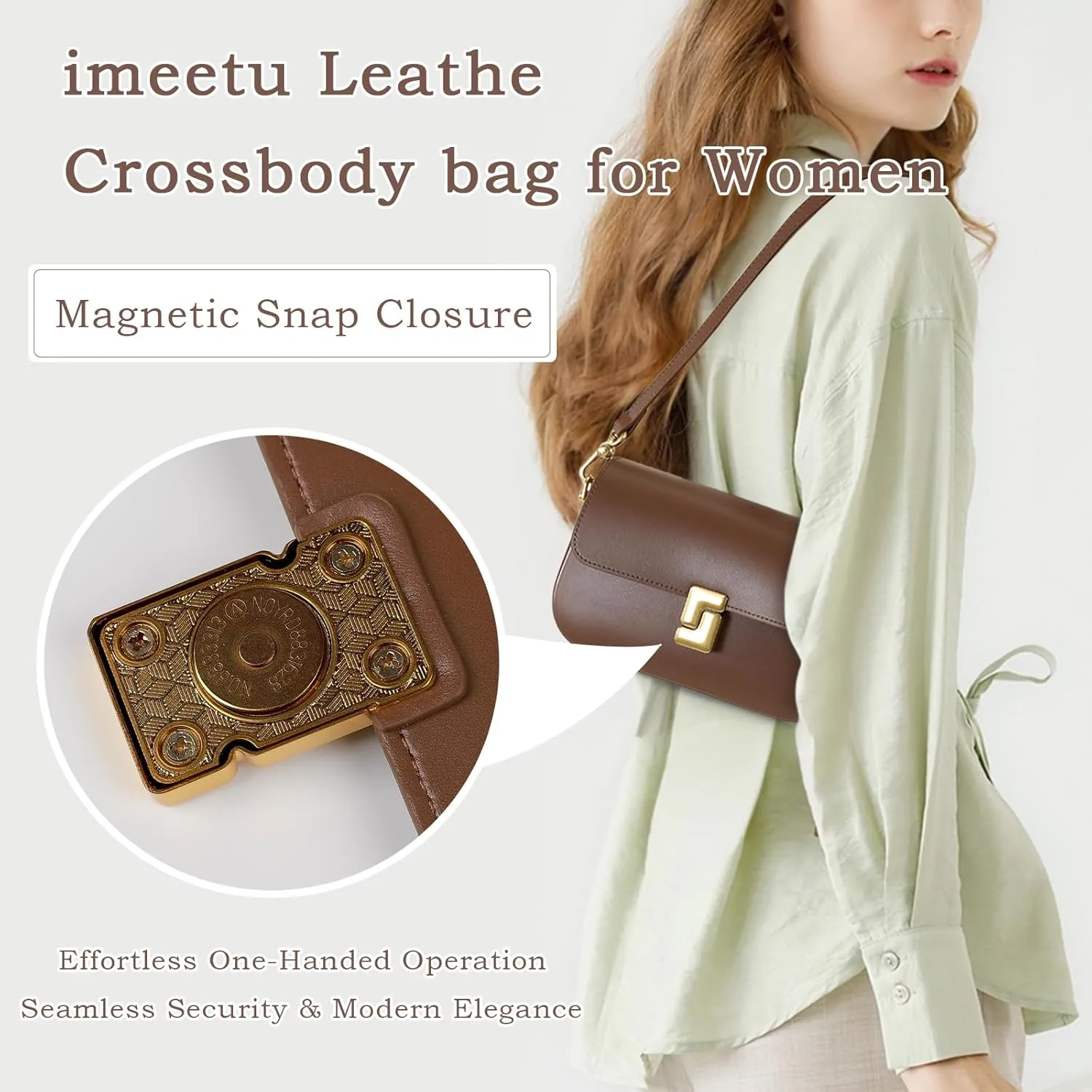 imeetu Soft Leather Crossbody Bag for Women, Top Handle Shoulder Bag Removable Shoulder Straps
