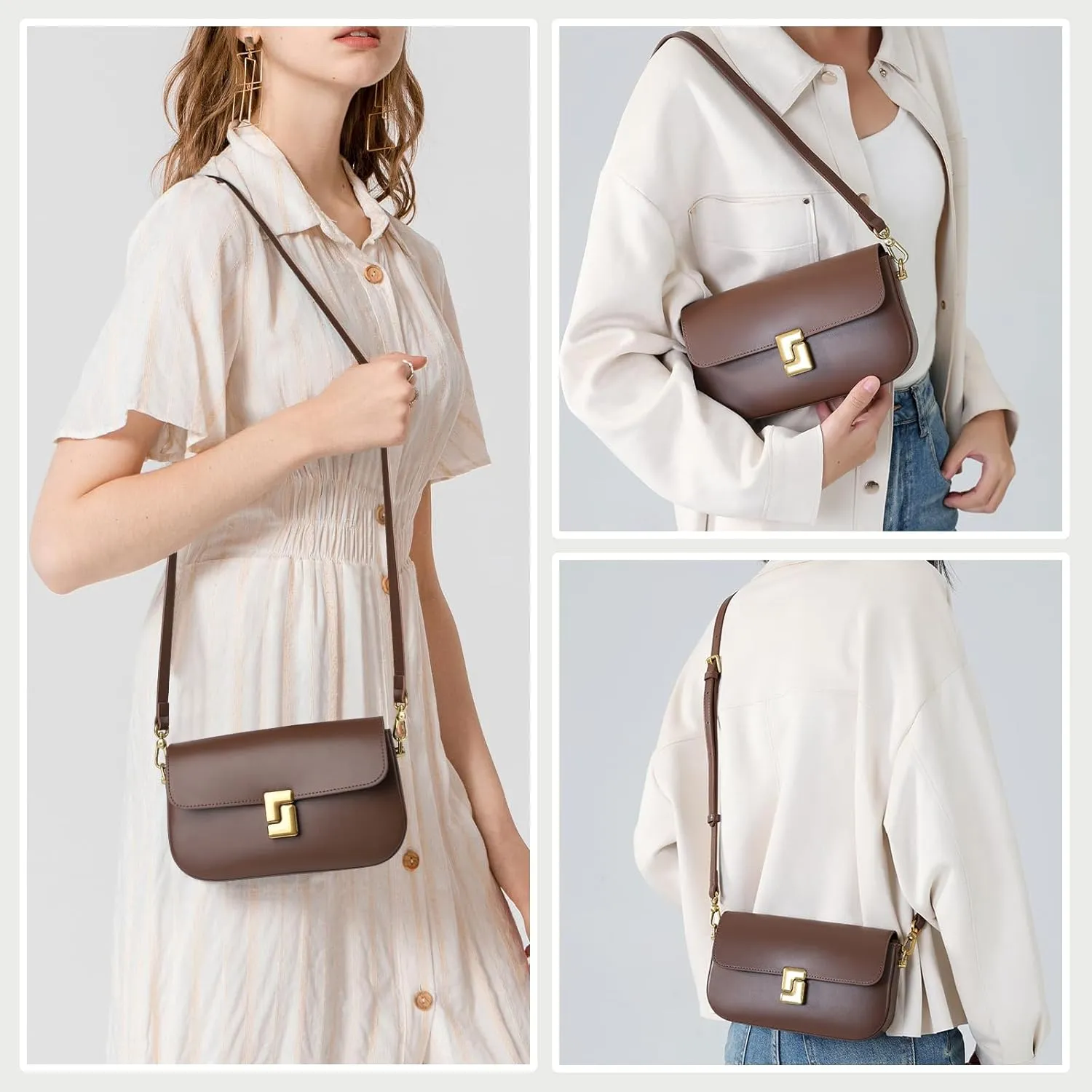 imeetu Soft Leather Crossbody Bag for Women, Top Handle Shoulder Bag Removable Shoulder Straps