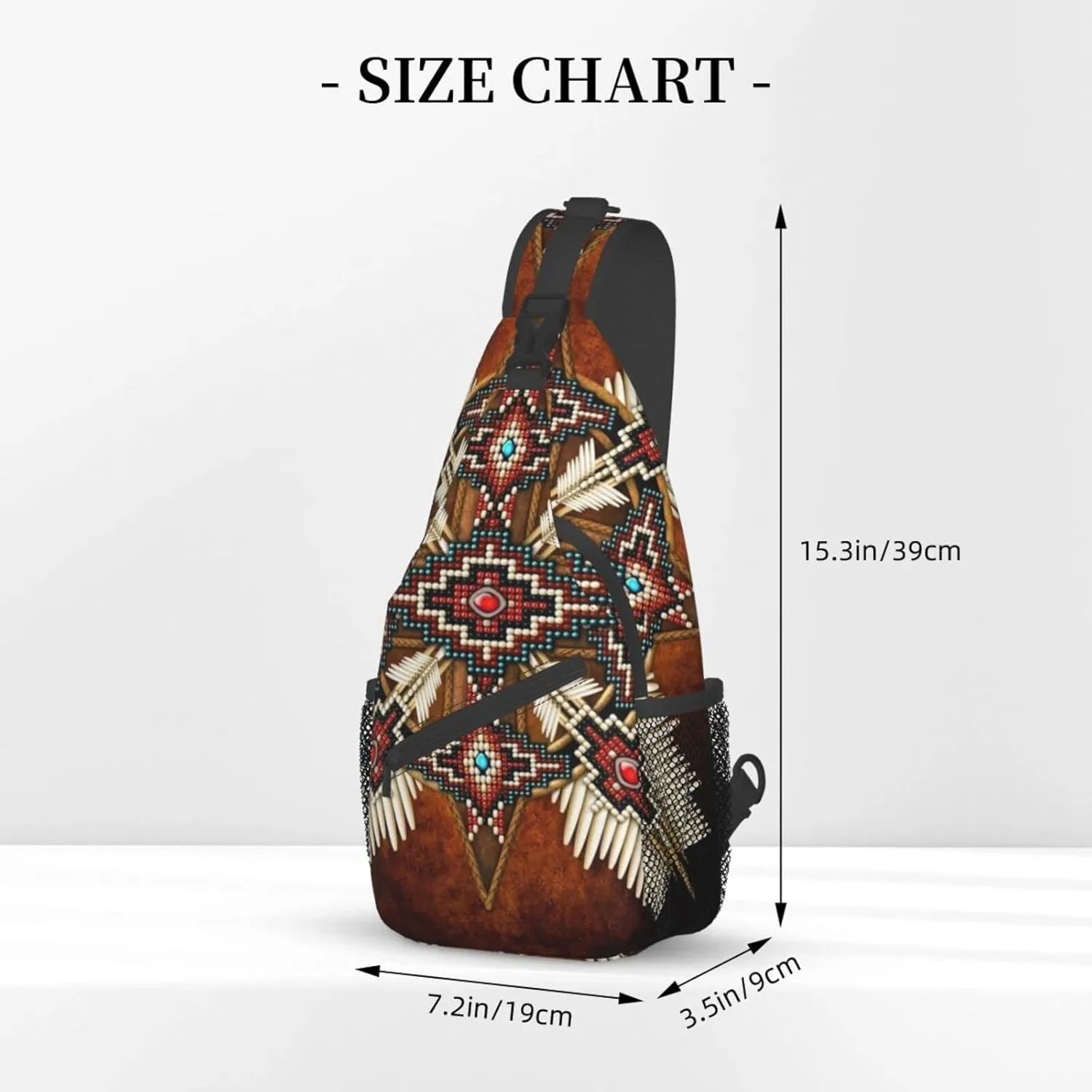 Indian Native American Sling Backpack,Travel Hiking Daypack Crossbody Shoulder Bag for Men Women