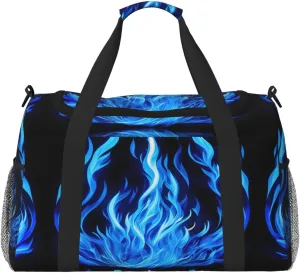 Indigo Flame print print Carry on Luggage for Women Men Shoulder Weekender Crossbody Bag for Yoga Travel Must Haves