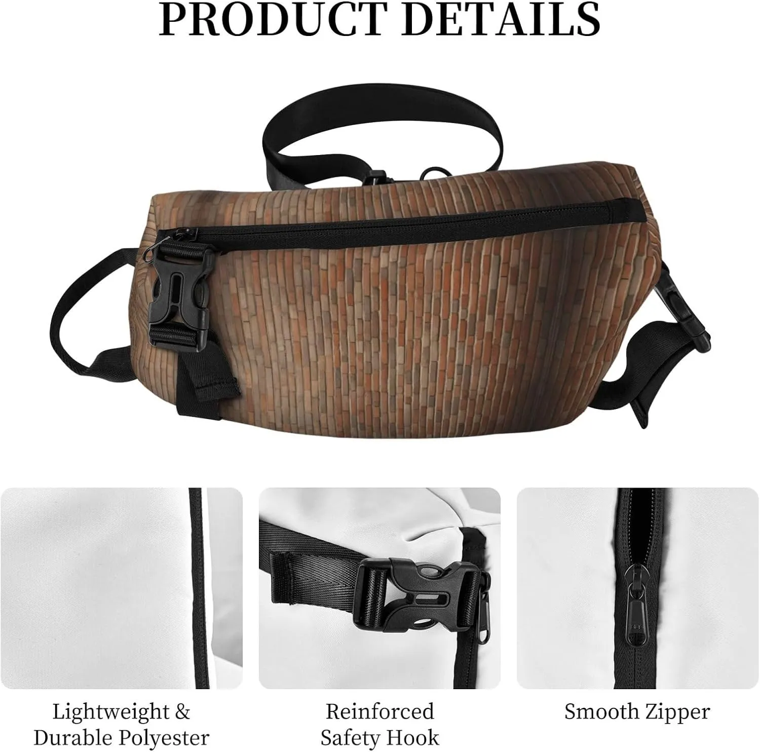Industrial Brick Wall Background Print Crossbody Backpack Casual Adjustable Bag Multifunctional Sling Backpack