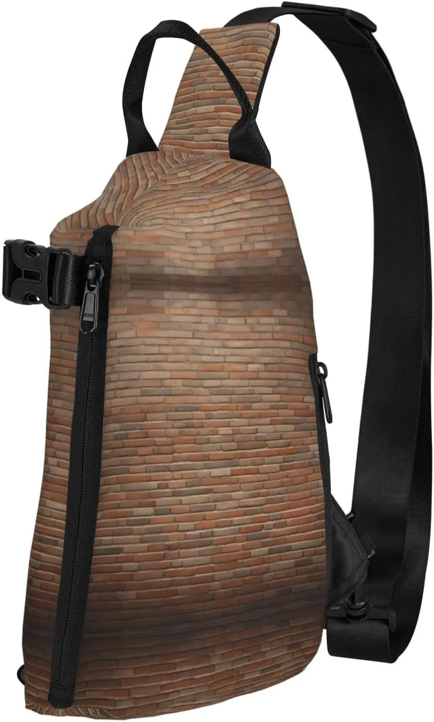 Industrial Brick Wall Background Print Crossbody Backpack Casual Adjustable Bag Multifunctional Sling Backpack