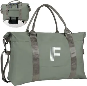 Initial Travel Duffel Bag, Sports Gym Bag, Personalized Weekender Bag with Shoulder Strap, Graduation Gift Monogram Overnight Bag for Women with Trolley Sleeve & Wet Pocket, Olive Green