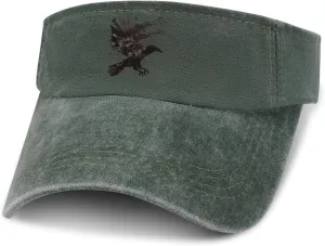Ink Raven Unisex Sport Sun Visor Hats Adjustable Empty Top Baseball Cap Travel Cotton Denim Hat