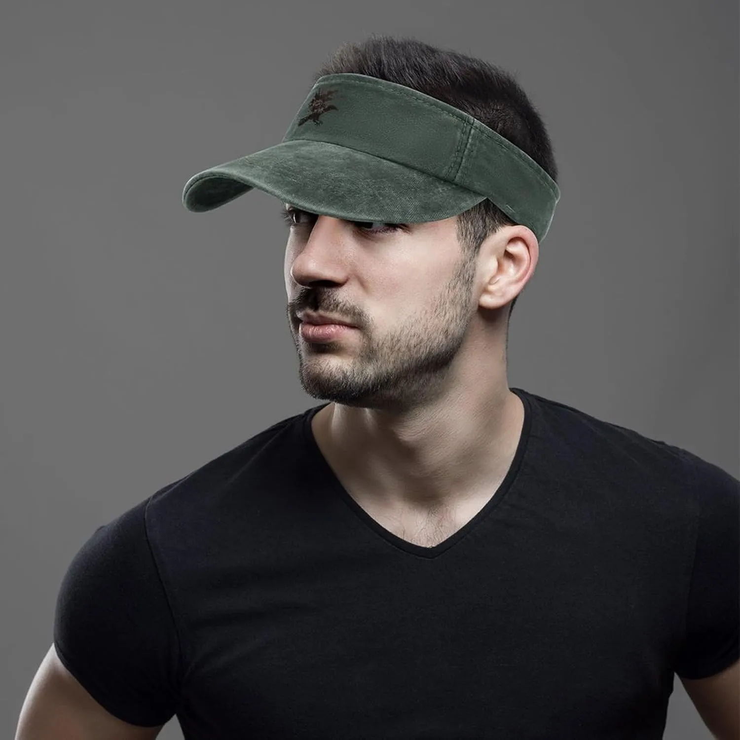 Ink Raven Unisex Sport Sun Visor Hats Adjustable Empty Top Baseball Cap Travel Cotton Denim Hat