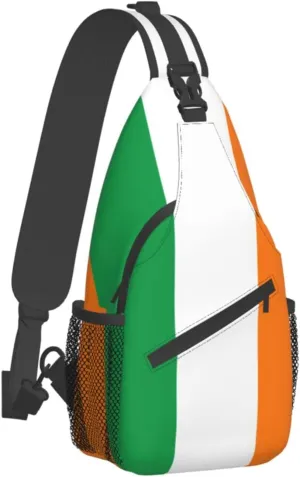 Ireland Flag Outdoor Cross-body Shoulder Bag, Unisex Backpack For Women Men Young Hiking Travel