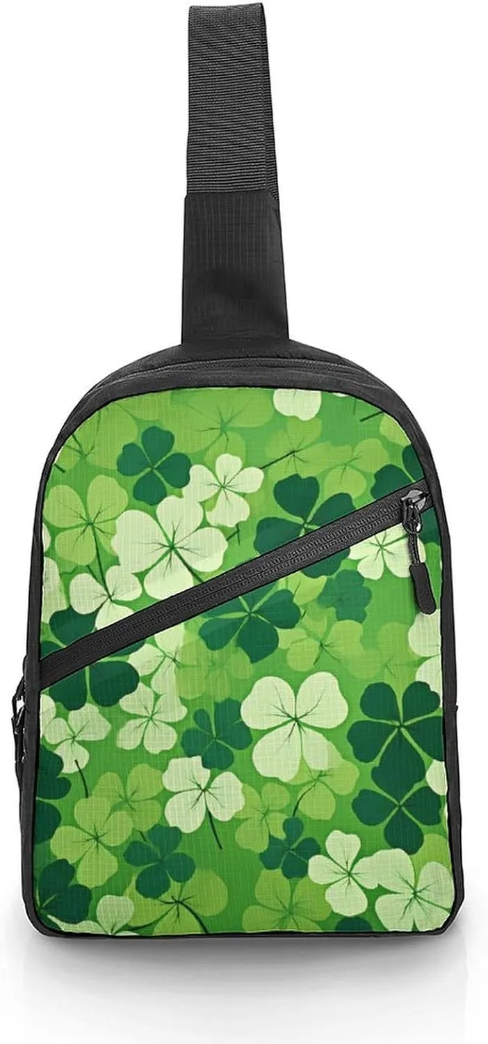 Irish Clover Happy St. Patrick's Day Foldable Crossbody Sling Bags Shoulder Backpack Chest DayPack Handbag