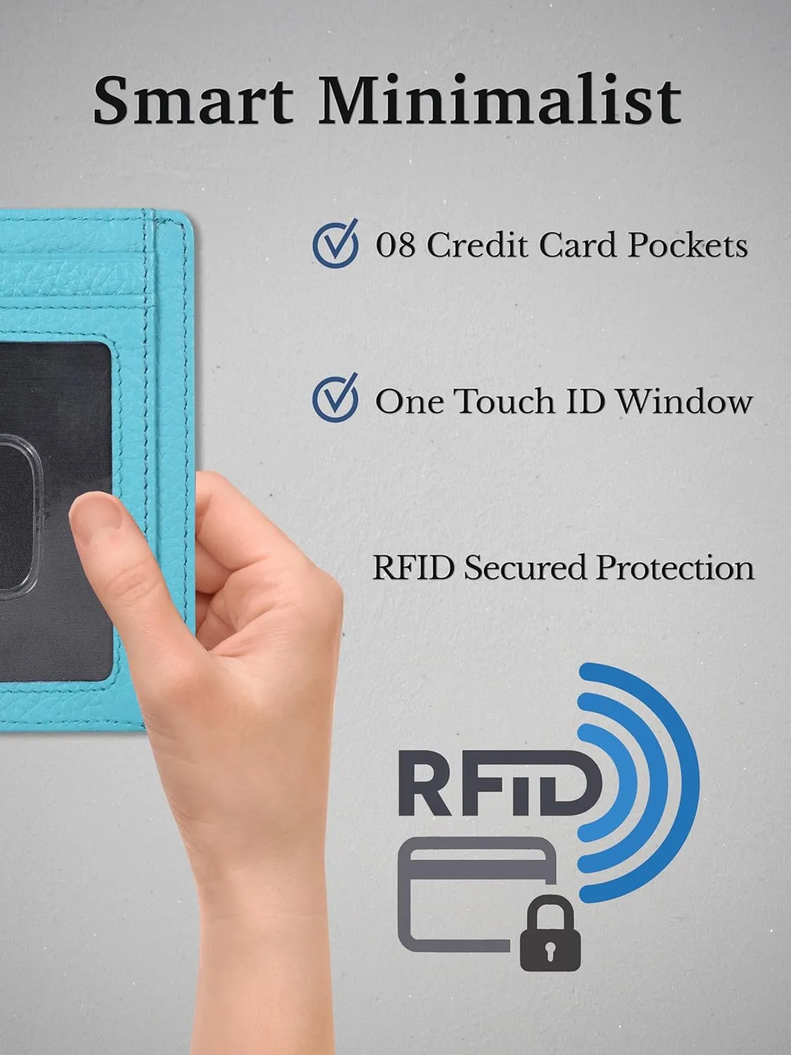 Italian Luxury Leather Minimalist Wallets | For Men and Women (Aqua Turquoise)