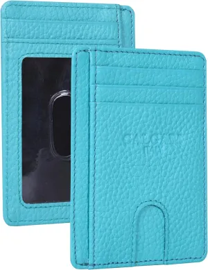 Italian Luxury Leather Minimalist Wallets | For Men and Women (Aqua Turquoise)