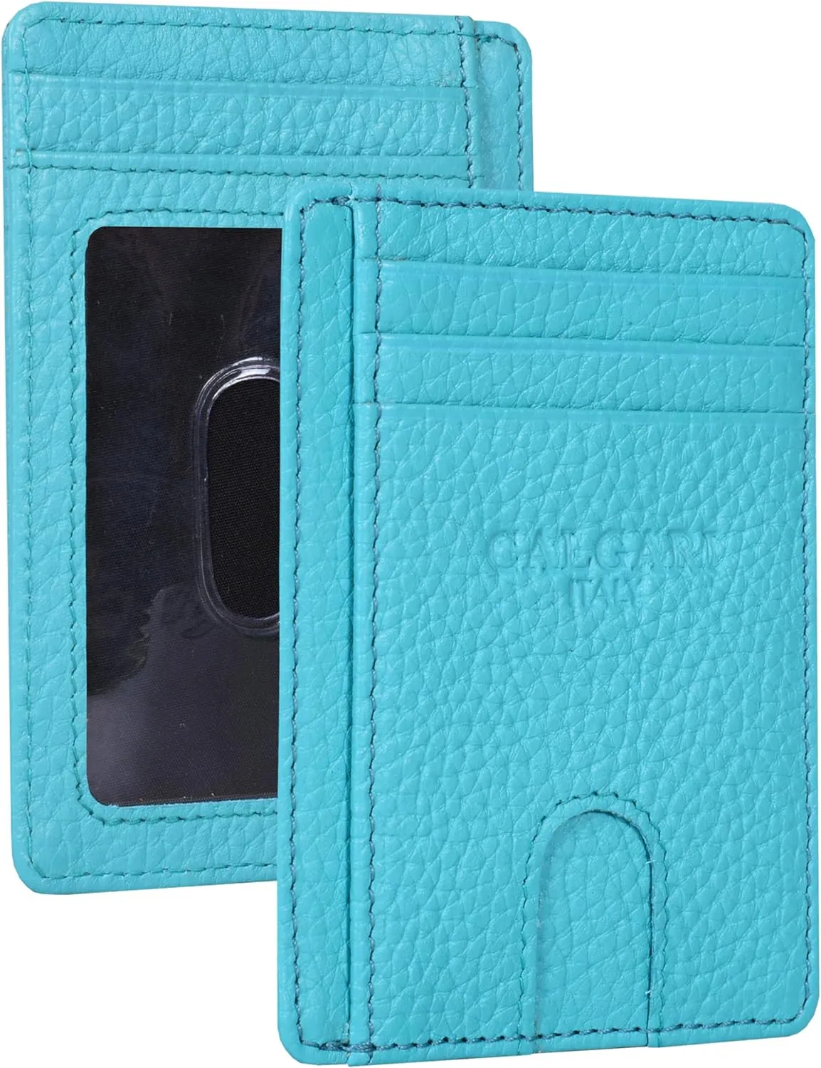 Italian Luxury Leather Minimalist Wallets | For Men and Women (Aqua Turquoise)