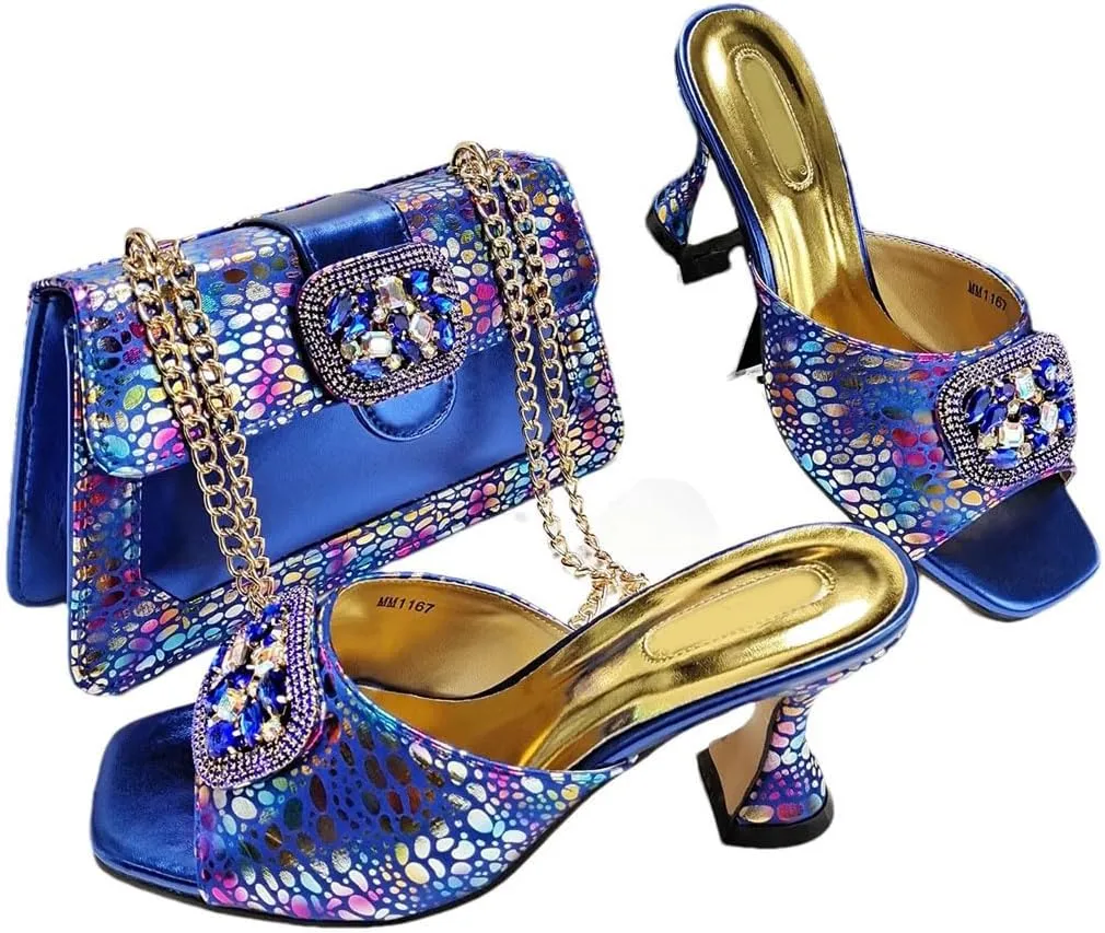 Italian-Made Bridal Heels with Rhinestone Clutch Set Women’s Wedding Banquet Party Shoes