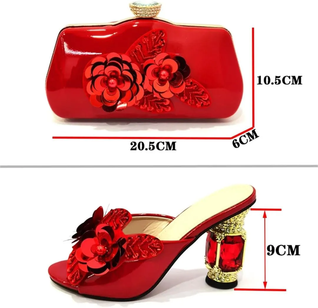 Italian Sparkling Crystal Bridal Shoes with Coordinating Evening Bag African Wedding Party Luxury Heel Set