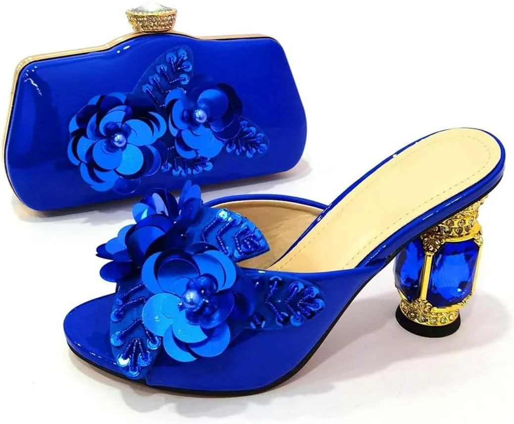 Italian Sparkling Crystal Bridal Shoes with Coordinating Evening Bag African Wedding Party Luxury Heel Set