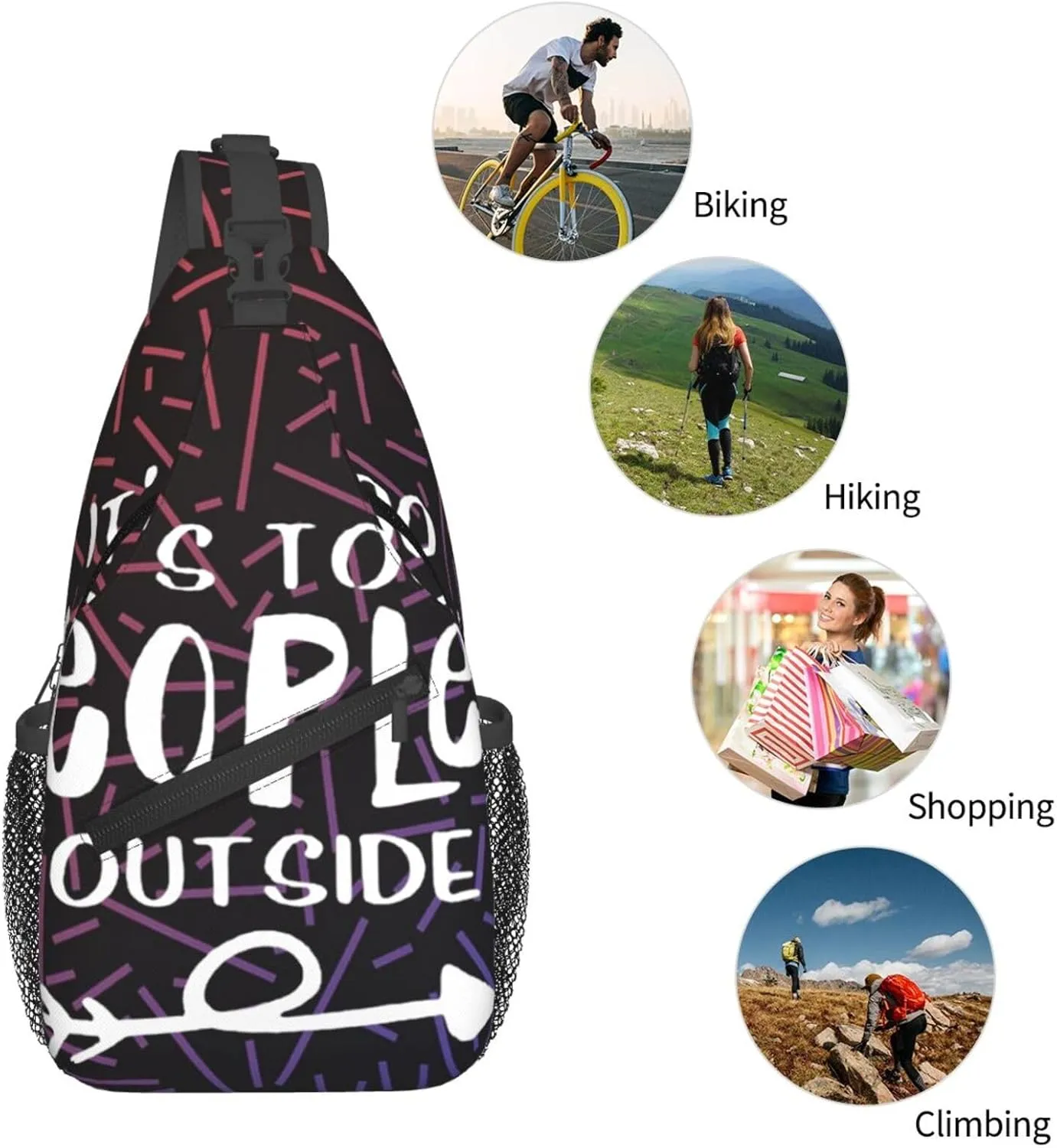 It'S Way Too Peopley Outside Small Crossbody Backpack Sling Bag For Men Women Mini One Shoulder Chest Bags Gym Sport Travel Hiking Daypack