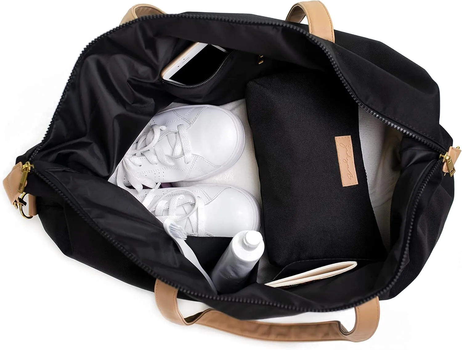 Jadyn Luna Women's Weekender Bag and Travel Duffel, Large 37 Liter Capacity (Black)
