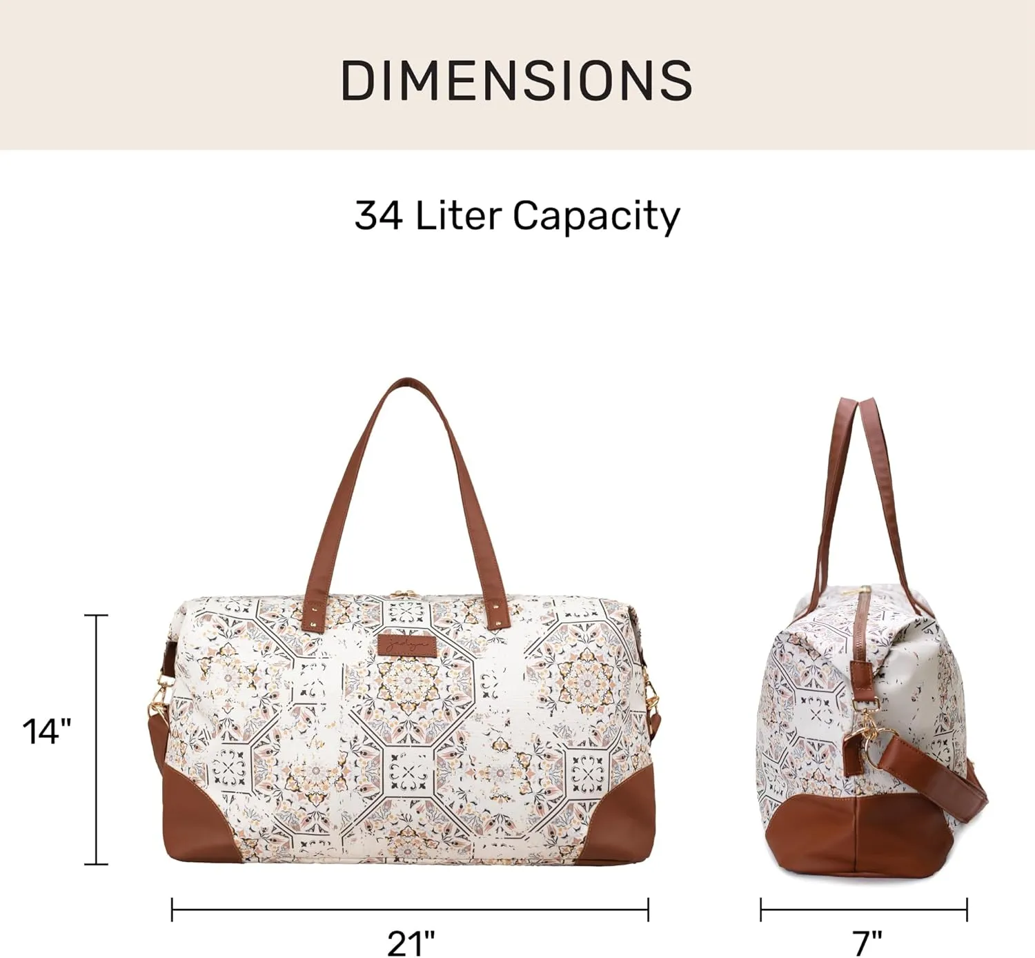 Jadyn Luna Women's Weekender Bag and Travel Duffel, Large 37 Liter Capacity (Mosaic)