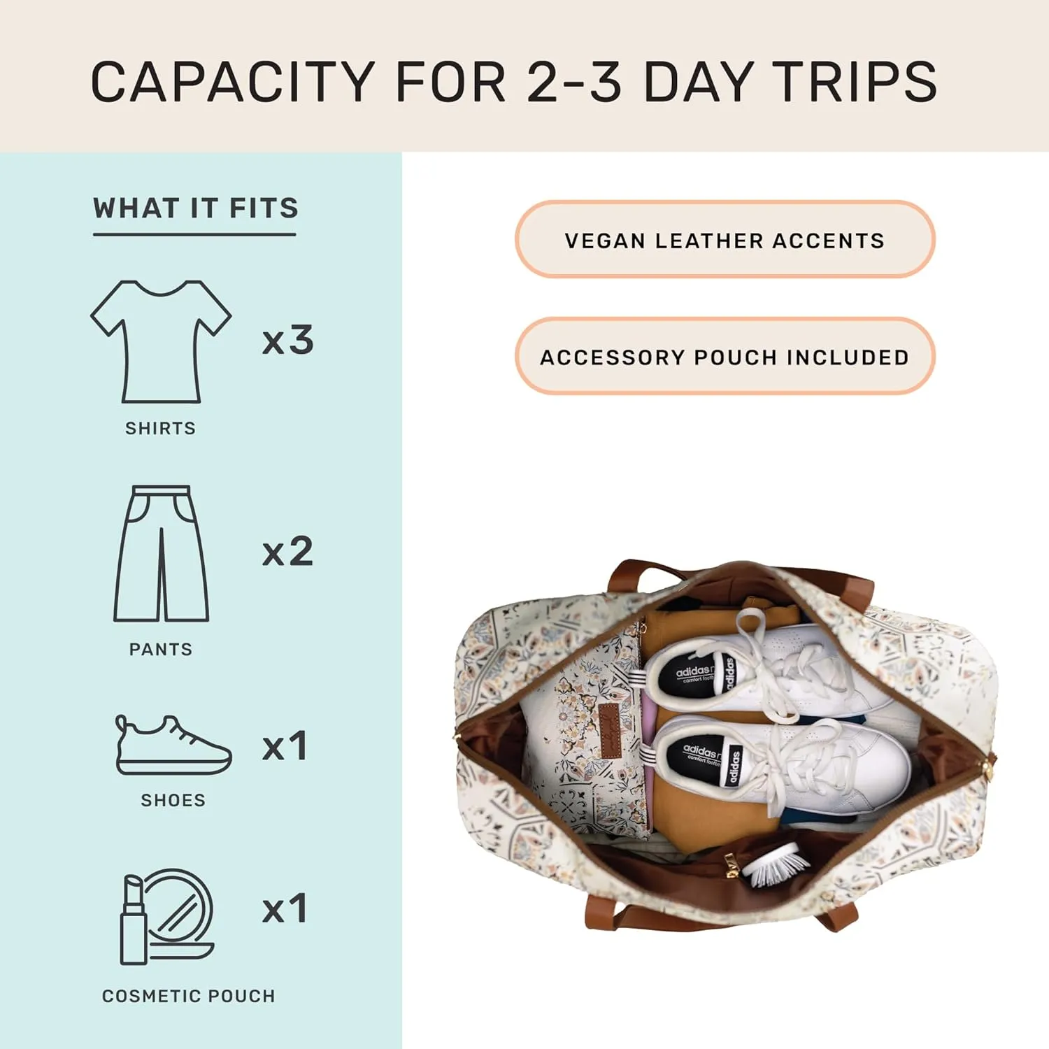 Jadyn Luna Women's Weekender Bag and Travel Duffel, Large 37 Liter Capacity (Mosaic)