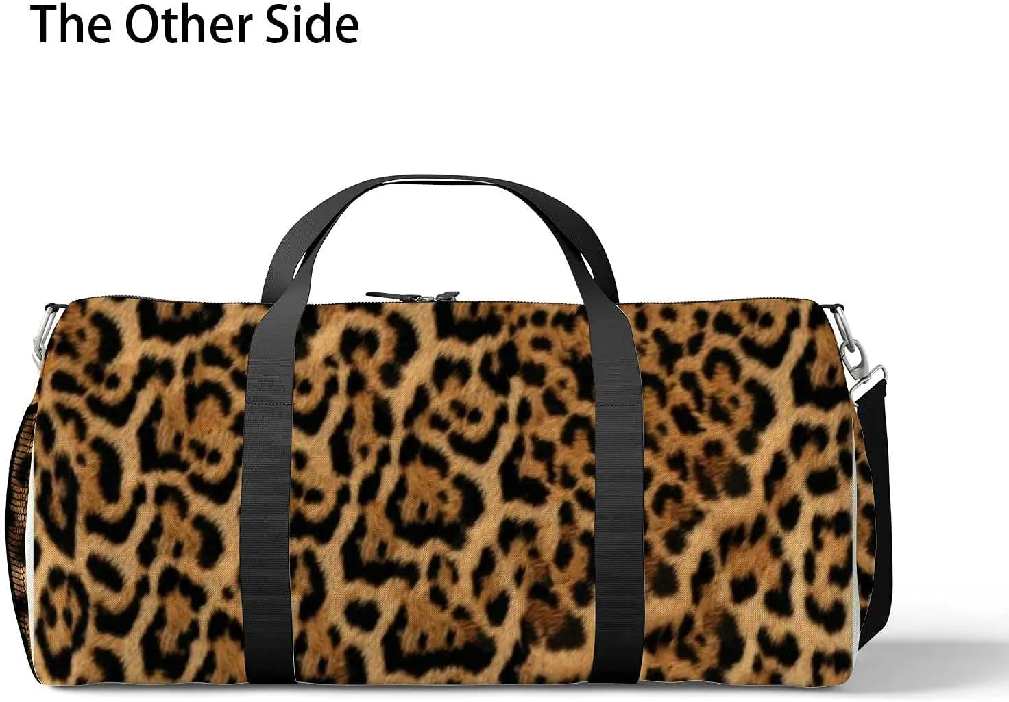 Jaguar Furry Texture Sports Duffel Bag Travel Gym Tote Bags Lightweight Durable Shoulder Strap Waterproof Polyester Outside Mesh Pocket Overnight Trip Duffel Bag for Women Men