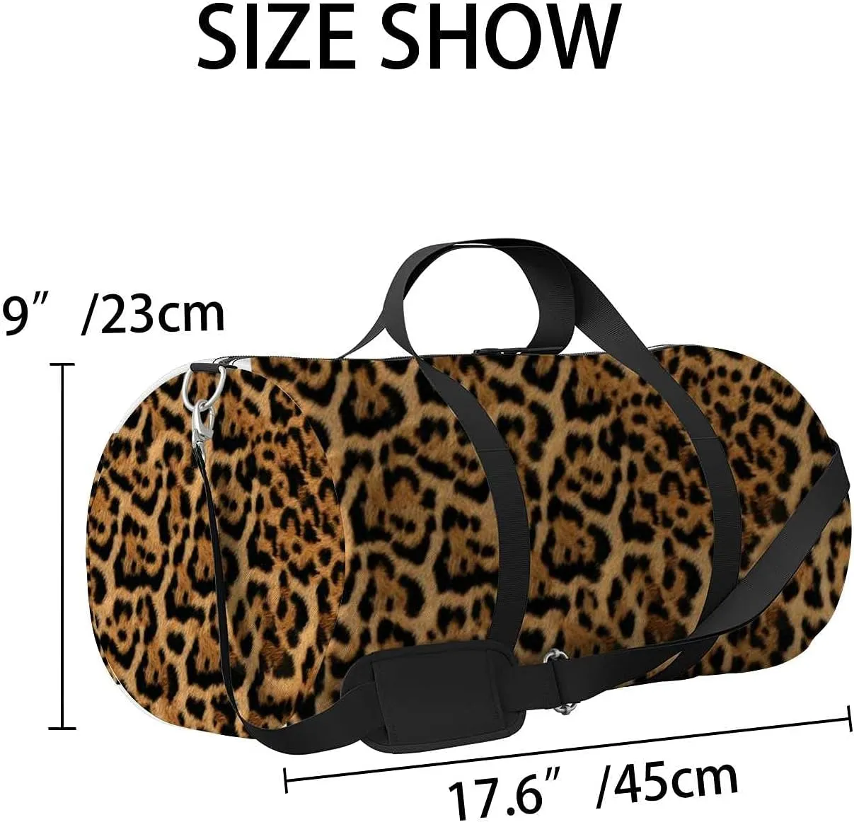 Jaguar Furry Texture Sports Duffel Bag Travel Gym Tote Bags Lightweight Durable Shoulder Strap Waterproof Polyester Outside Mesh Pocket Overnight Trip Duffel Bag for Women Men