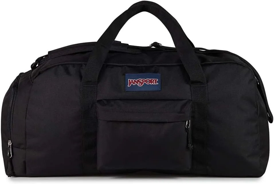 JanSport Weekender Large Duffel - Travel or Gym Bag, Durable Weekender with Front Utility Pocket & Side Grab Handles - Black
