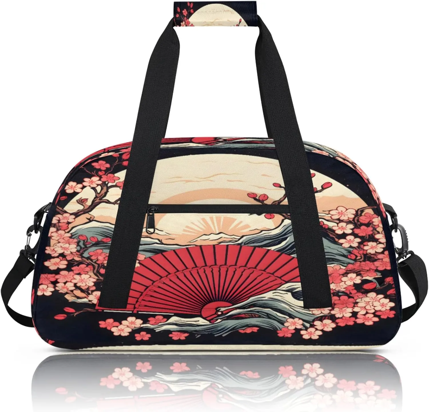 Japanese Style Small Gym Bag 18 inch Carry On Duffel Bag for Weekender Travel Sports Workout Yoga Gymnastics Dance Ballet