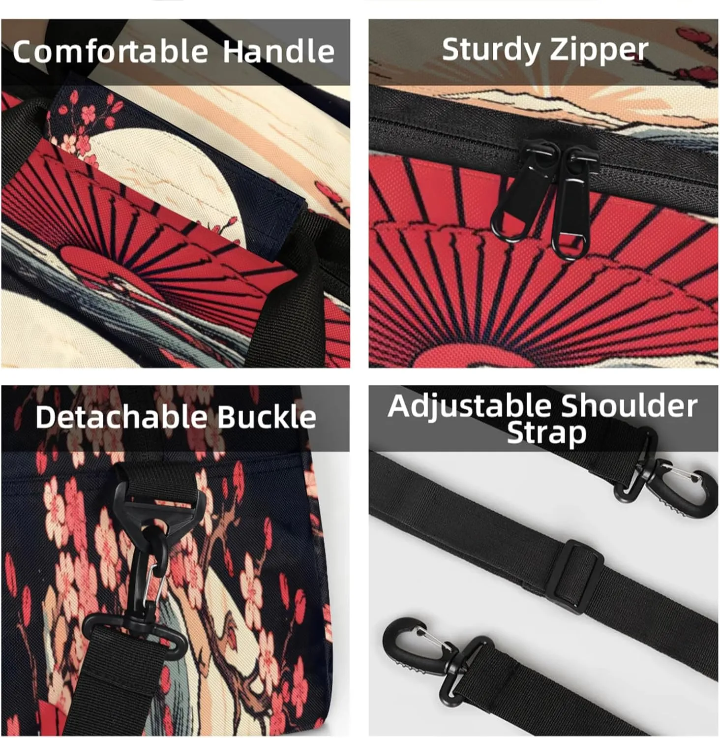 Japanese Style Small Gym Bag 18 inch Carry On Duffel Bag for Weekender Travel Sports Workout Yoga Gymnastics Dance Ballet