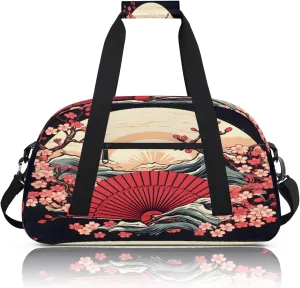 Japanese Style Small Gym Bag 18 inch Carry On Duffel Bag for Weekender Travel Sports Workout Yoga Gymnastics Dance Ballet