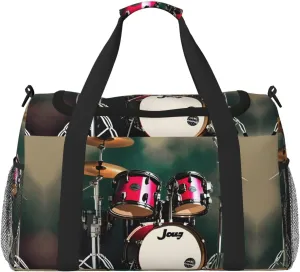 Jazz drum print Carry on Luggage for Women Men Shoulder Weekender Crossbody Bag for Yoga Travel Must Haves
