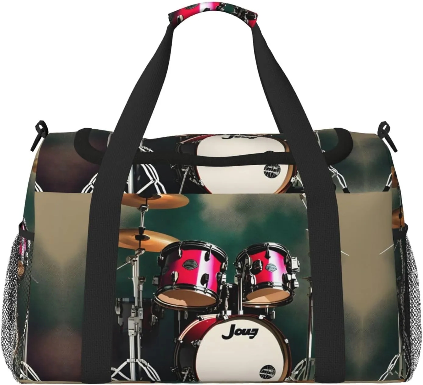Jazz drum print Carry on Luggage for Women Men Shoulder Weekender Crossbody Bag for Yoga Travel Must Haves