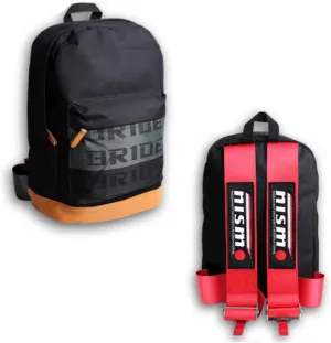 JDM Bride Racing Laptop Travel Backpack Brown Bottom with Adjustable Harness Straps (NIS-RD)