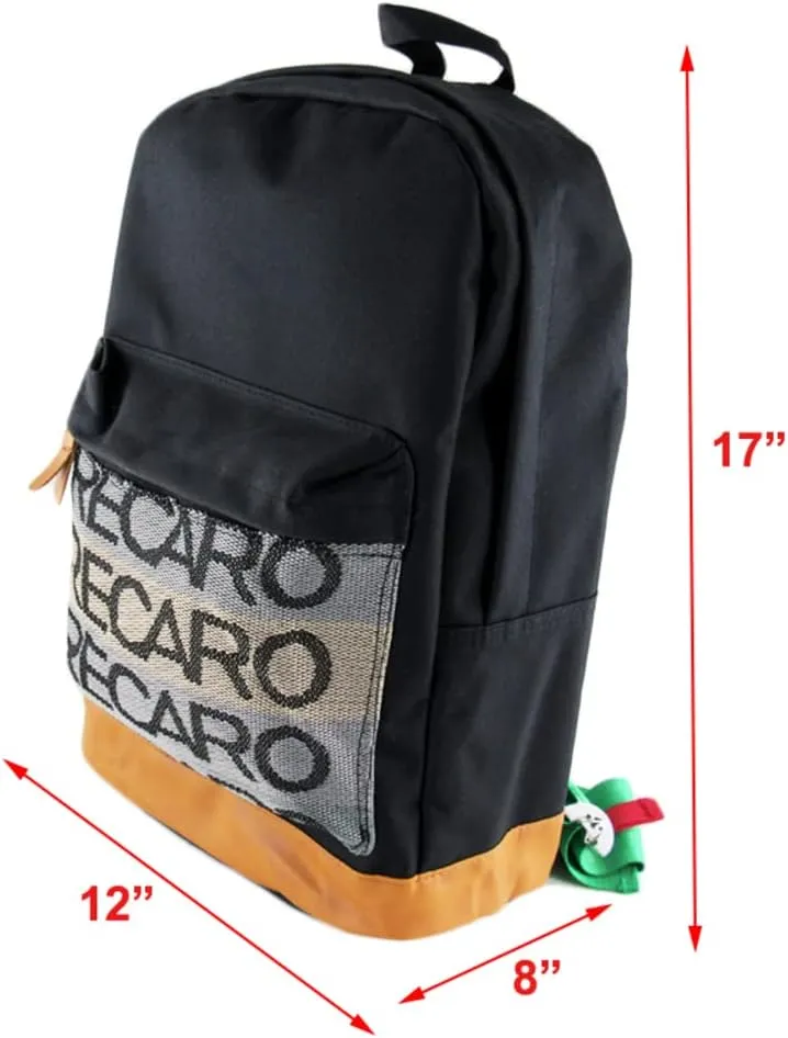 JDM Bride Recaro Racing Laptop Travel Backpack Brown Bottom with Adjustable Harness Straps (Recaro - Green TAK Strap)