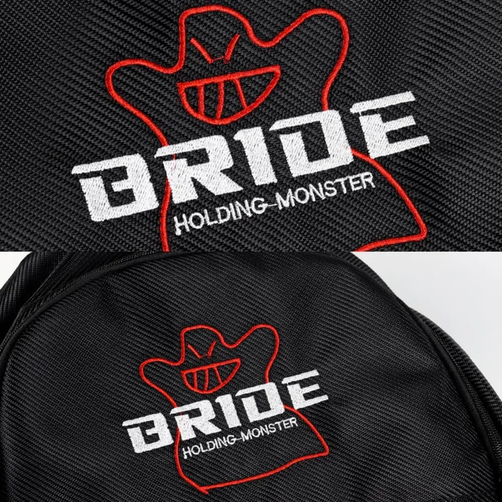 JDM Bride Recaro Racing Laptop Travel Backpack Carbon Fiber Style with Adjustable Harness Straps (Bride - Black Strap)