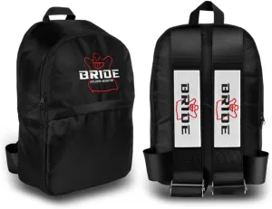 JDM Bride Recaro Racing Laptop Travel Backpack Carbon Fiber Style with Adjustable Harness Straps (Bride - Black Strap)