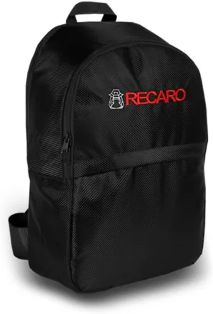 JDM Bride Recaro Racing Laptop Travel Backpack Carbon Fiber Style with Adjustable Harness Straps (RECARO-Black Strap)