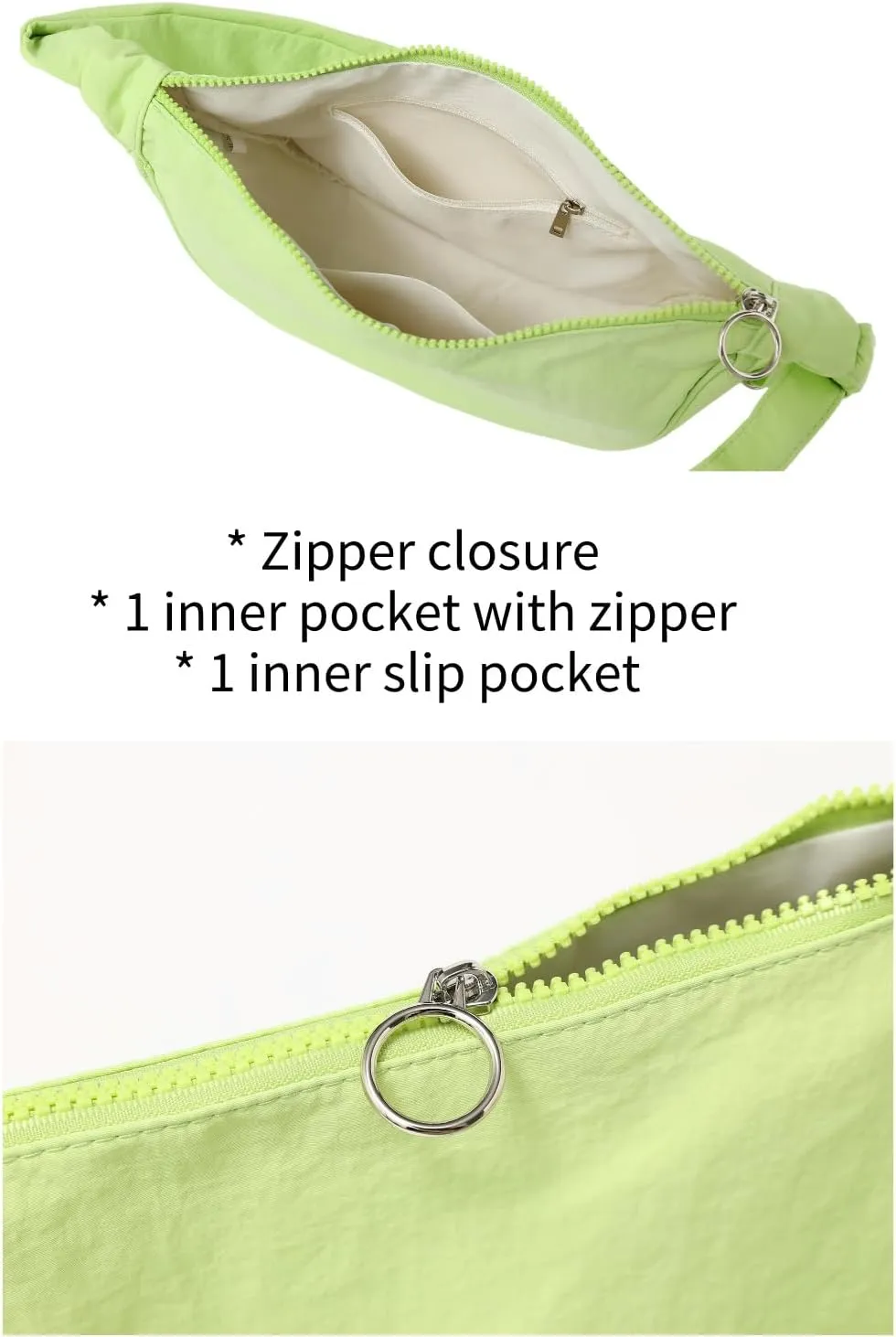 Jeelow Small Canvas Crescent Tote Handbag Mini Crossbody Cellphone Sling Bag Purses With Adjustable Strap & Zipper
