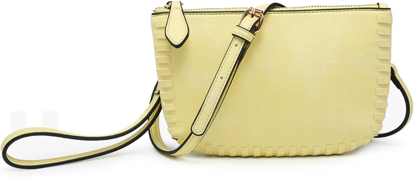 JEN & CO. Bonnie Vegan Leather Small Crossbody Bags Whipstitch Wristlet Wallets Clutch Purses Shoulder Handbag for Women