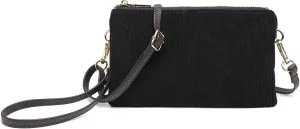 JEN & CO. Riley Corduroy Small Crossbody Bags Vegan Leather Wristlet Wallets Clutch Purses Shoulder Handbag for Women