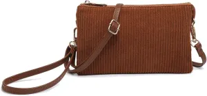 JEN & CO. Riley Corduroy Small Crossbody Bags Vegan Leather Wristlet Wallets Clutch Purses Shoulder Handbag for Women