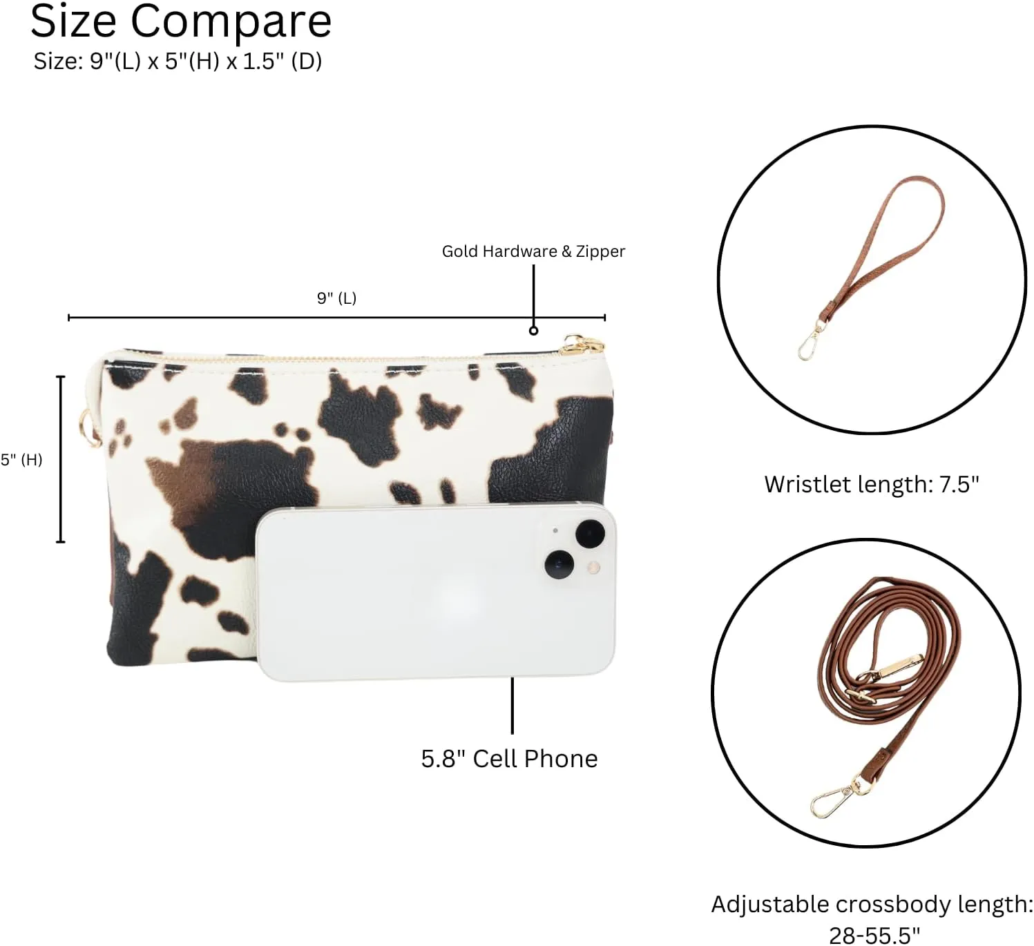 JEN & CO. Riley Small Crossbody Bags Vegan Leather Wristlet Wallets Clutch Purses Shoulder Handbag for Women