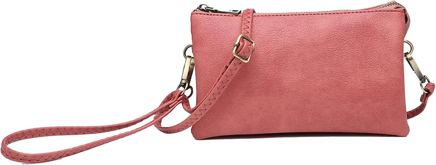 JEN & CO. Riley Small Crossbody Bags Vegan Leather Wristlet Wallets Clutch Purses Shoulder Handbag for Women