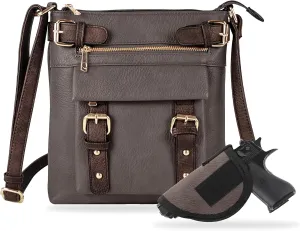 JESSIE & JAMES 2 Toned Belt Concealed Carry Crossbody Bag with Lock and Key