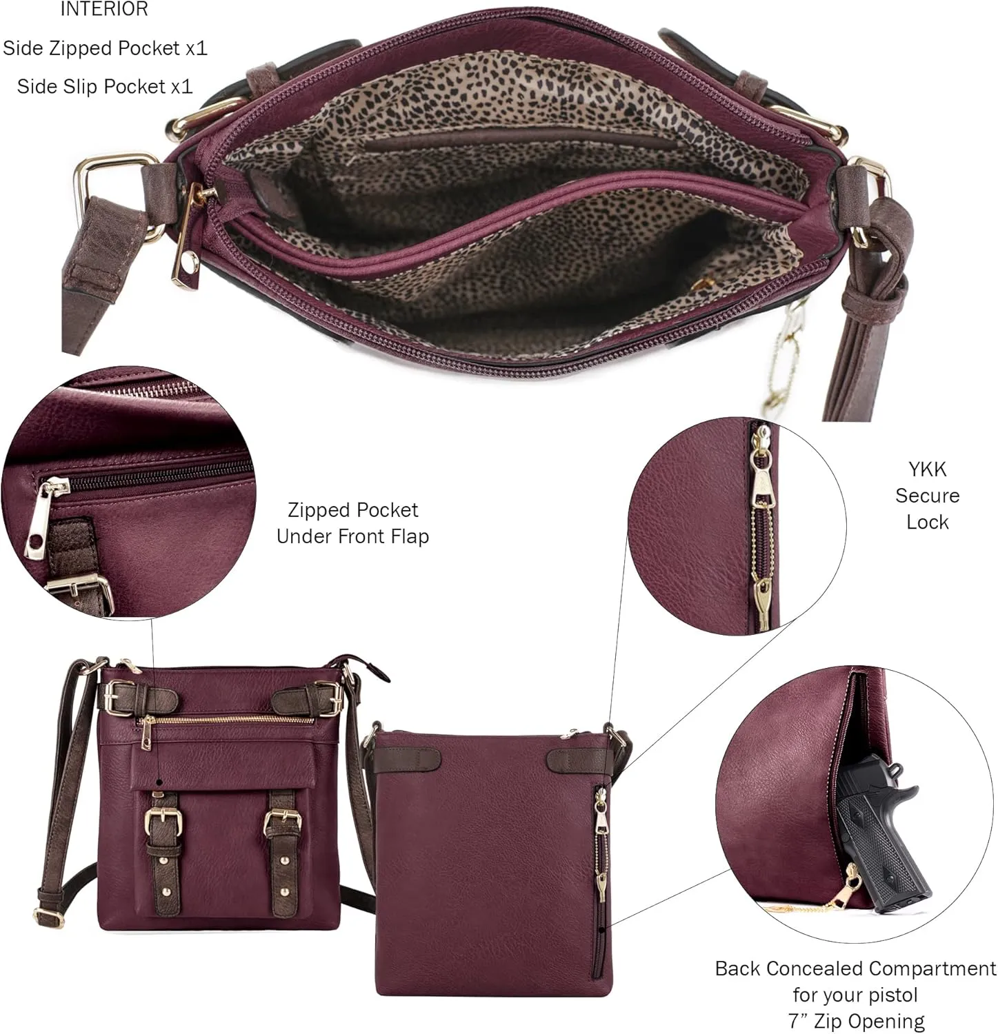 JESSIE & JAMES 2 Toned Belt Concealed Carry Crossbody Bag with Lock and Key