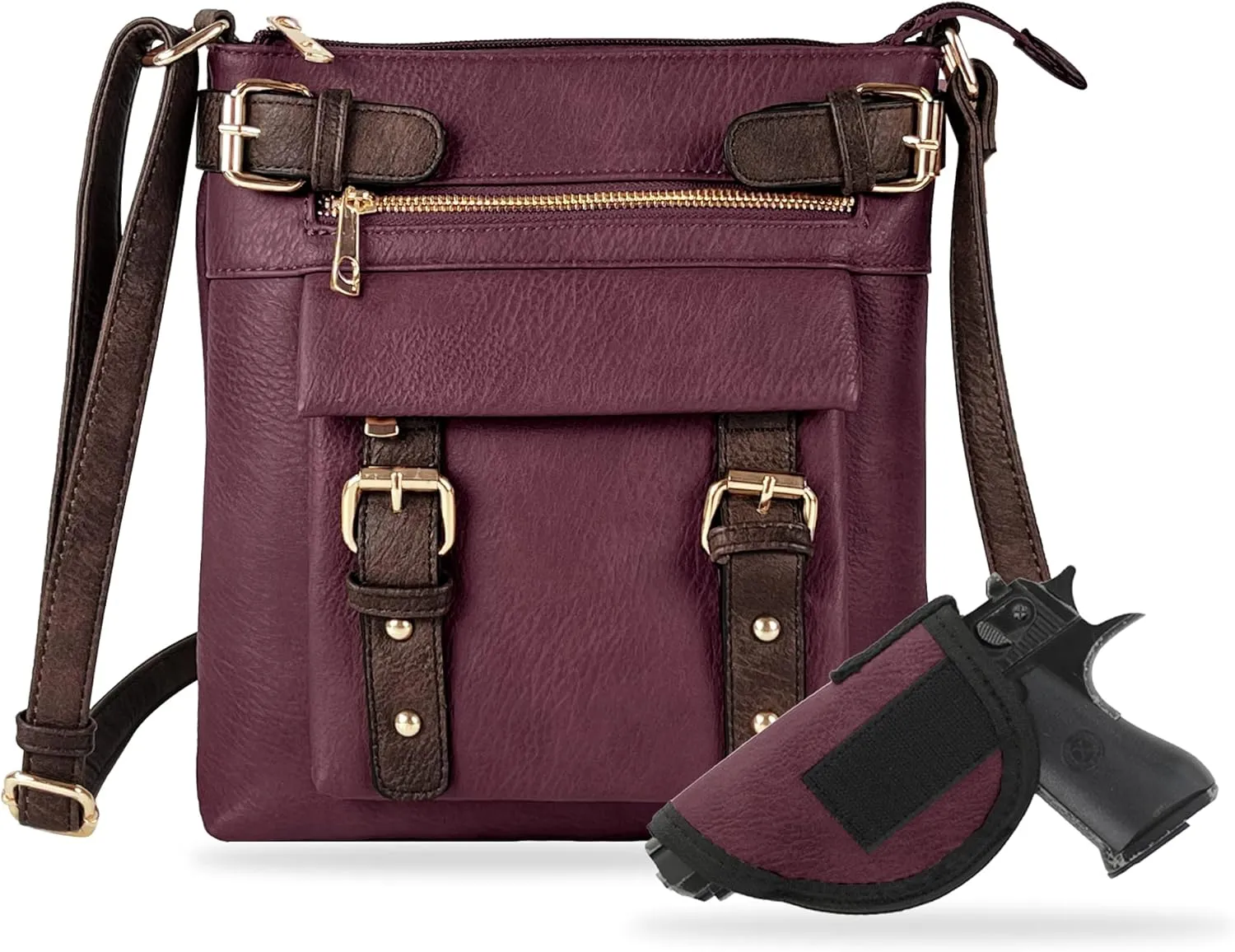 JESSIE & JAMES 2 Toned Belt Concealed Carry Crossbody Bag with Lock and Key